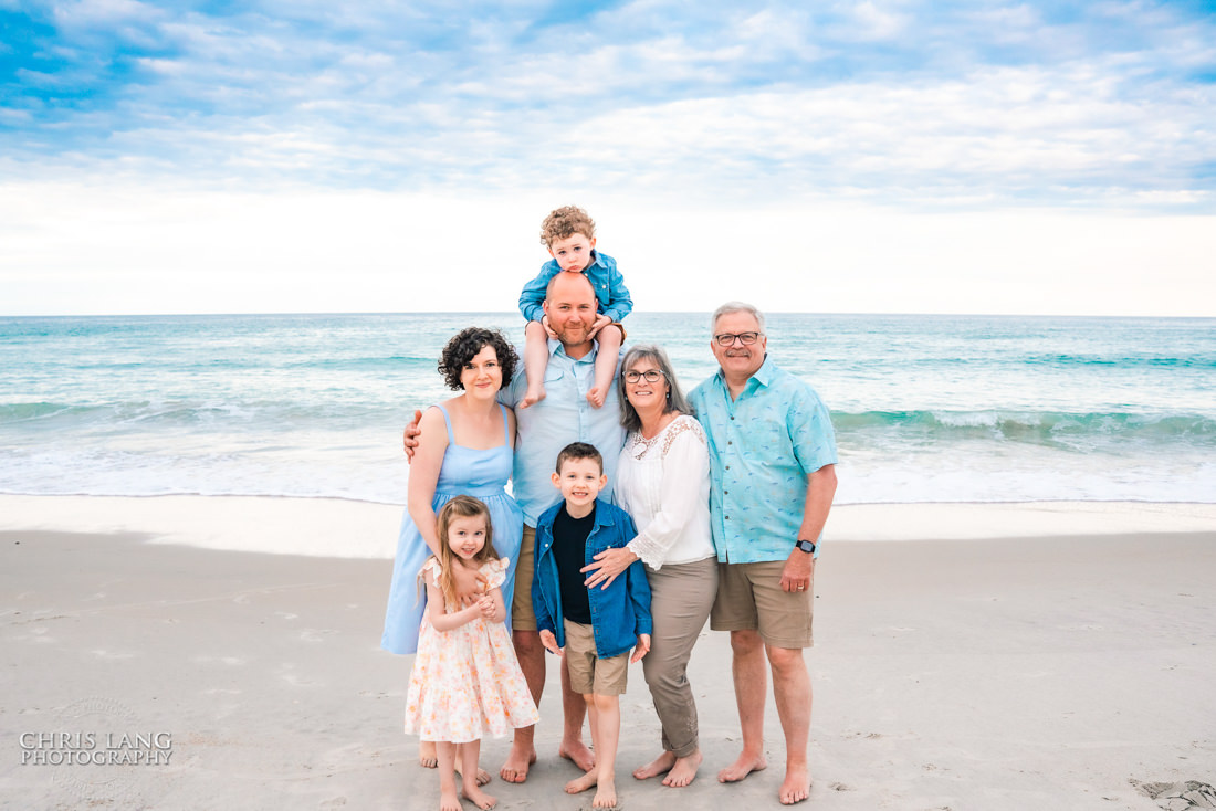 family picture on the beach - Topsail Island Photography - Topsail Island NC Photographers - Chris Lang Photography -  Beach Photography - 