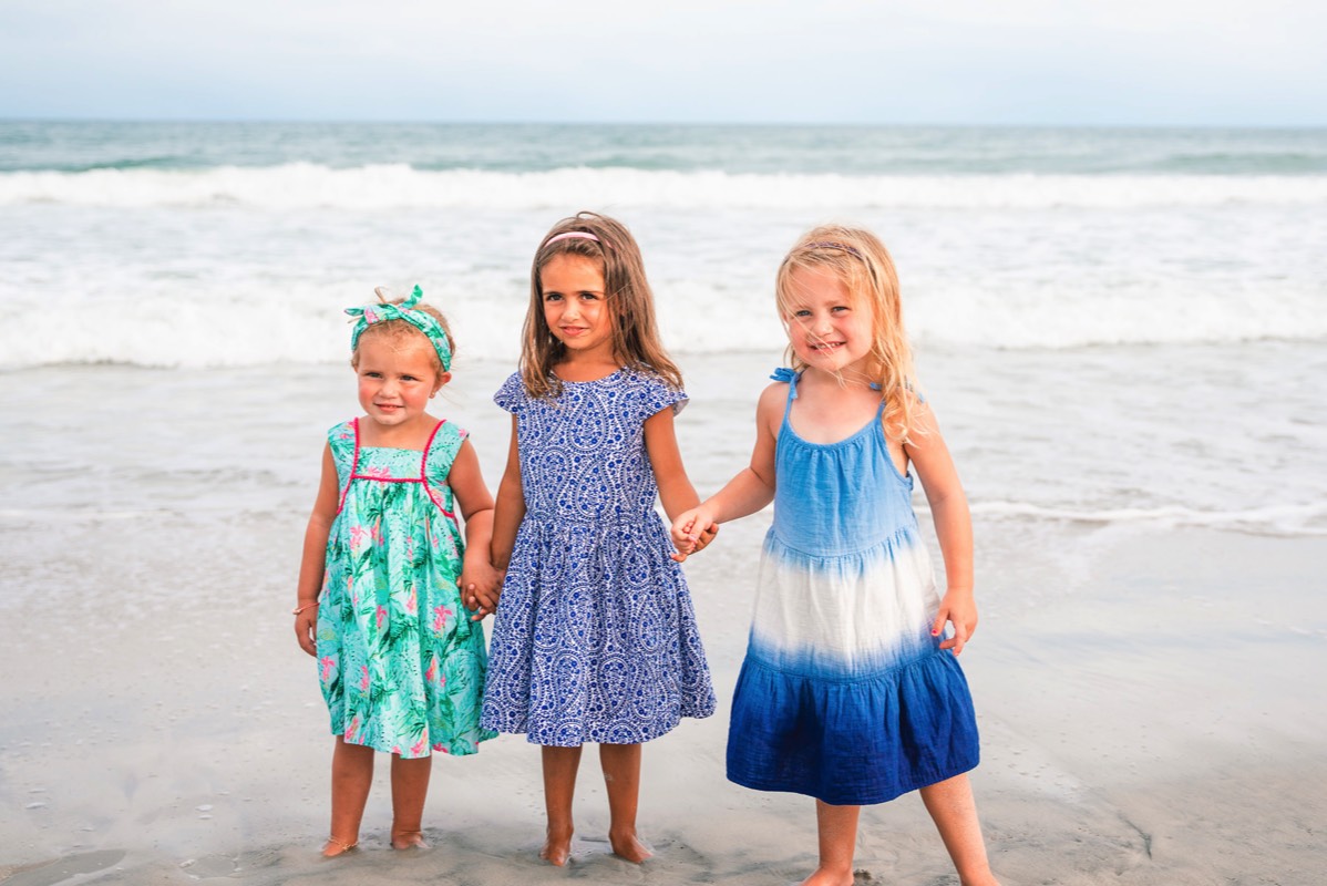 Little girls posing for picture on the beach - Topsail Island Photography - Topsail Island NC Photographers - Chris Lang Photography -  Beach Photography - 