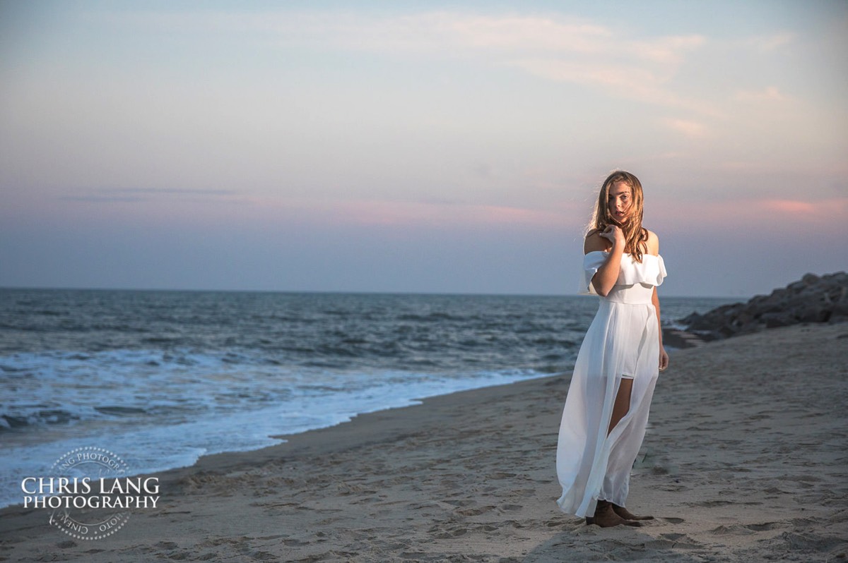 sunset picture on the beach - senior portrait session - Senior Portraits - Senior Portrait Photography - Wilmington NC Senior Portrait Photographer - Chris Lang Photography