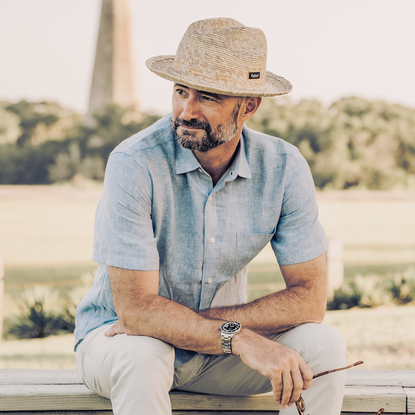 lifestyle image of man in fedora hat - wilmington nc lifestyle photographer - lifestyle photography - chris lang photography 