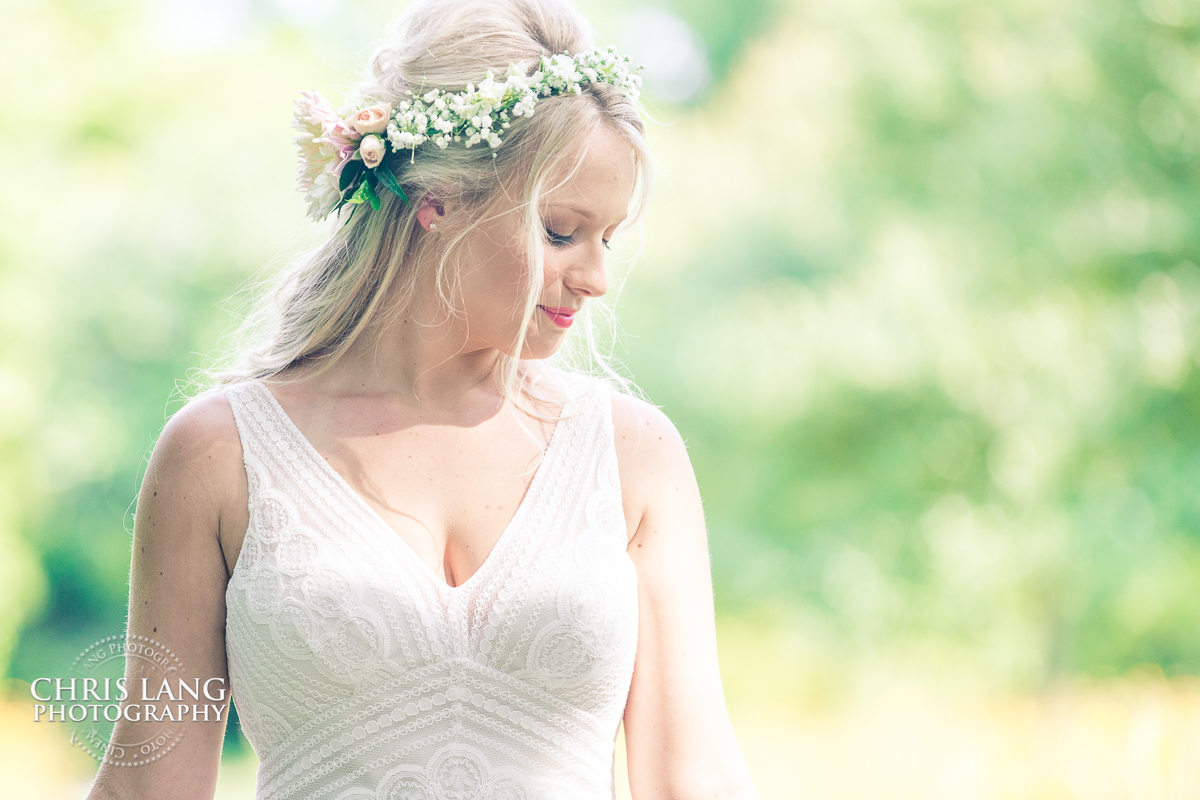 Wilmington NC Bridal Photographer - Bridal Photography - Bridal Portraits - Bride - Wedding Dress - Airlies Gardens - Chris Lang Photography - Natural Light Bridal Photo