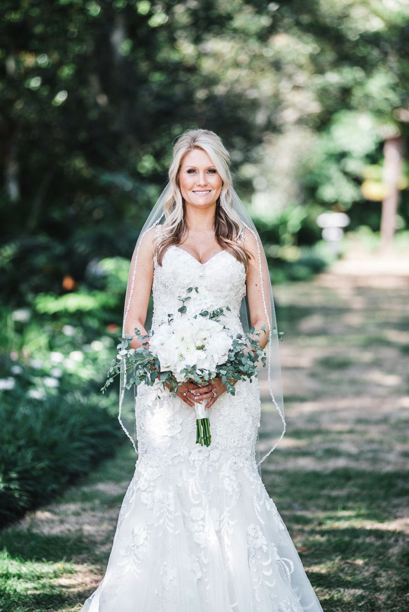 The bridal walk - Airlie Gardens  - Bright & airy wedding photo - bridal portrait - bride- wedding dress - Wilmington NC Wedding Photographer  - Chris Lang Photography  