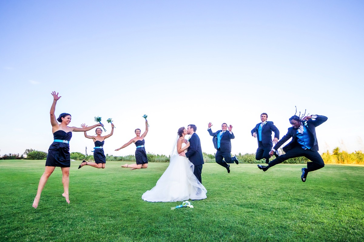 Fun bridal party photo - bridal part jumping in the air- Wilmington NC Wedding Photographer - Wedding Photography - Wedding Photo - Chris Lang Photography