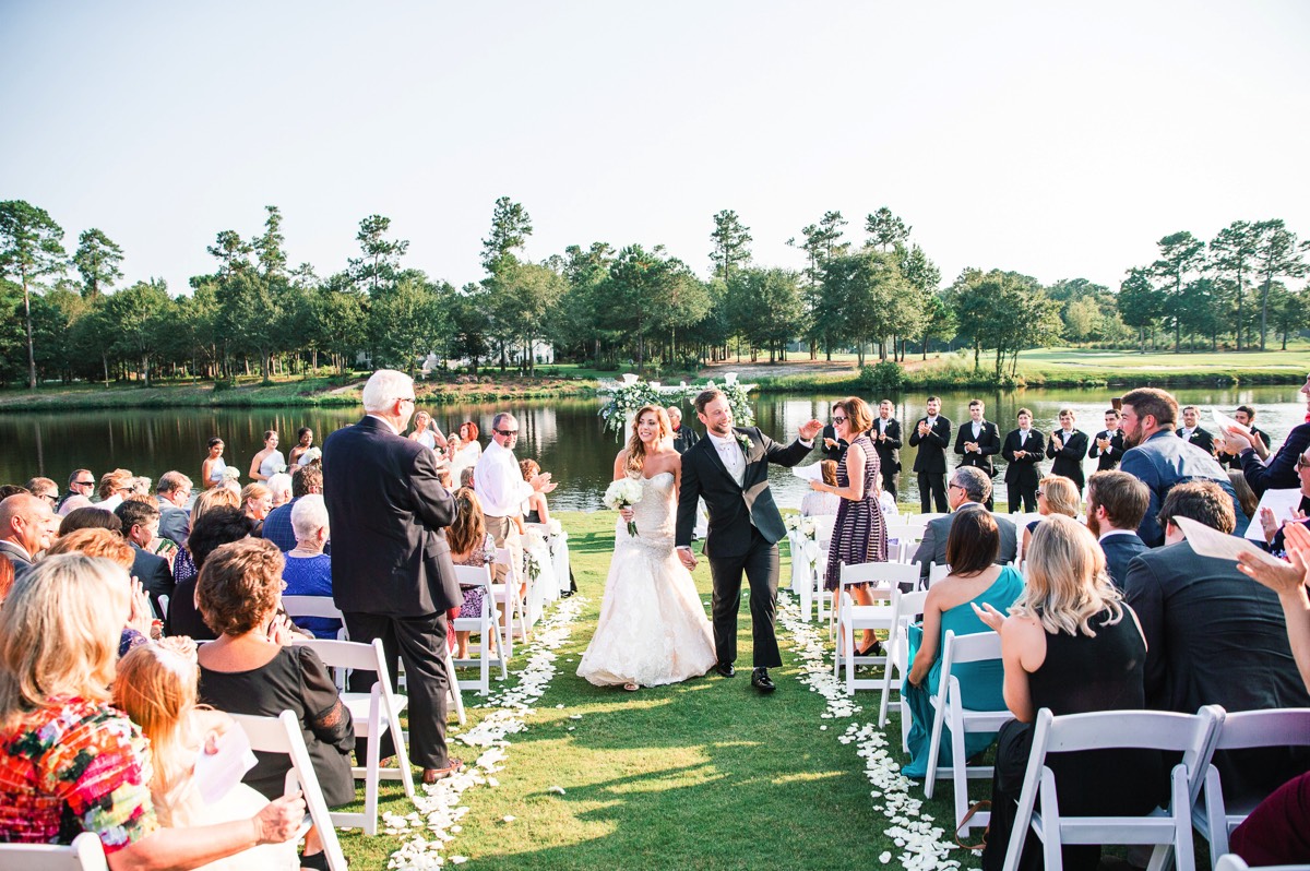 Bride & groom wallking out of the ceremony - wedding celebration - - Wilmington NC Wedding Photographer - Wedding Photography - Wedding Photo - Chris Lang Photography